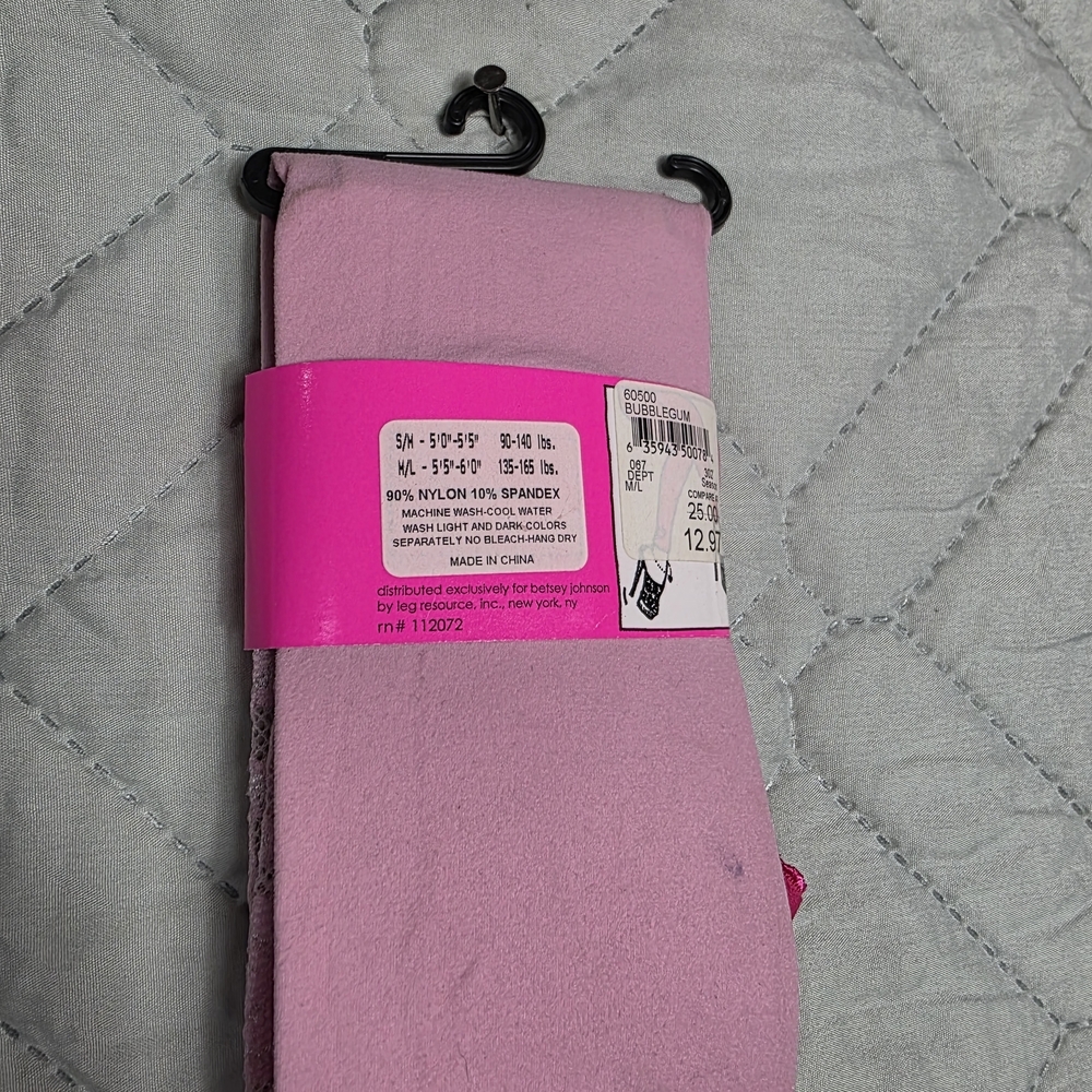 Betsey Johnson Pink Lace Leggings Sz M/L - Picture 5 of 6